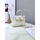 Hermes Kelly Mini Retourne Bag Clemence Leather Cream White High