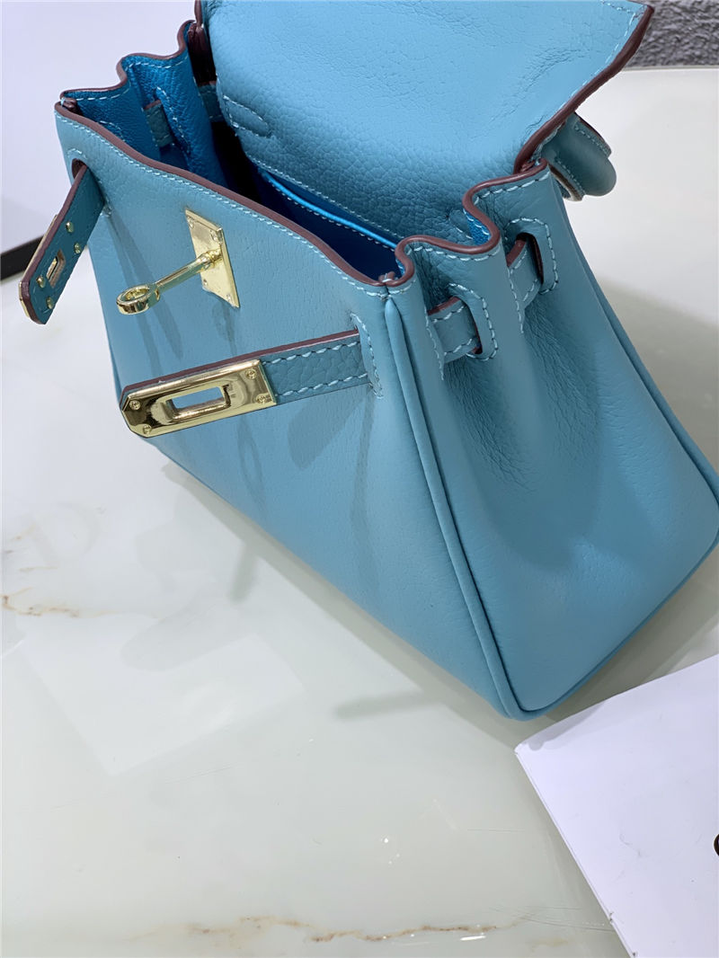 Hermes Kelly Mini Retourne Bag Clemence Leather Blue High