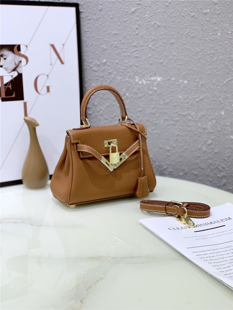 Hermes Kelly Mini Retourne Bag Clemence Leather Gold High