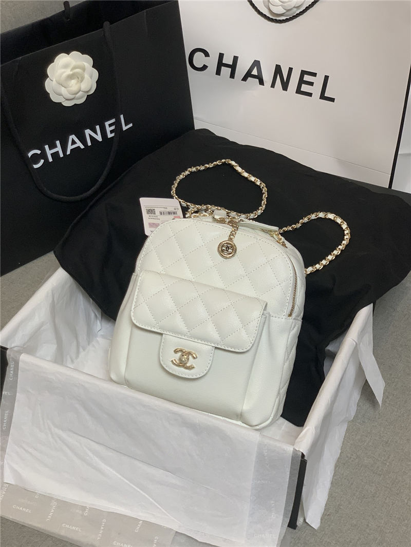 Chanel Backpack Calfskin Gold-Tone Metal A0004 High