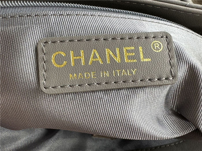 Chanel DRAWSTRING BAG Calfskin & Gold-Tone Metal AS2985 Grey High