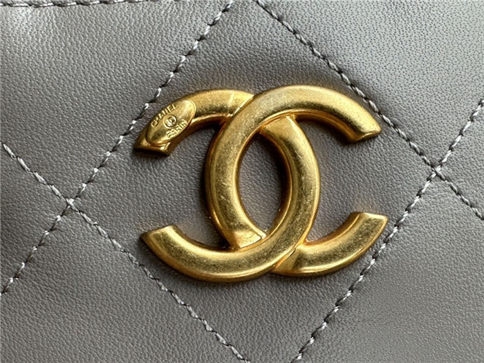 Chanel DRAWSTRING BAG Calfskin & Gold-Tone Metal AS2985 Grey High