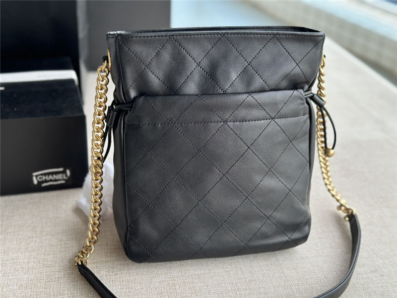 Chanel DRAWSTRING BAG Calfskin & Gold-Tone Metal AS2985 Black High