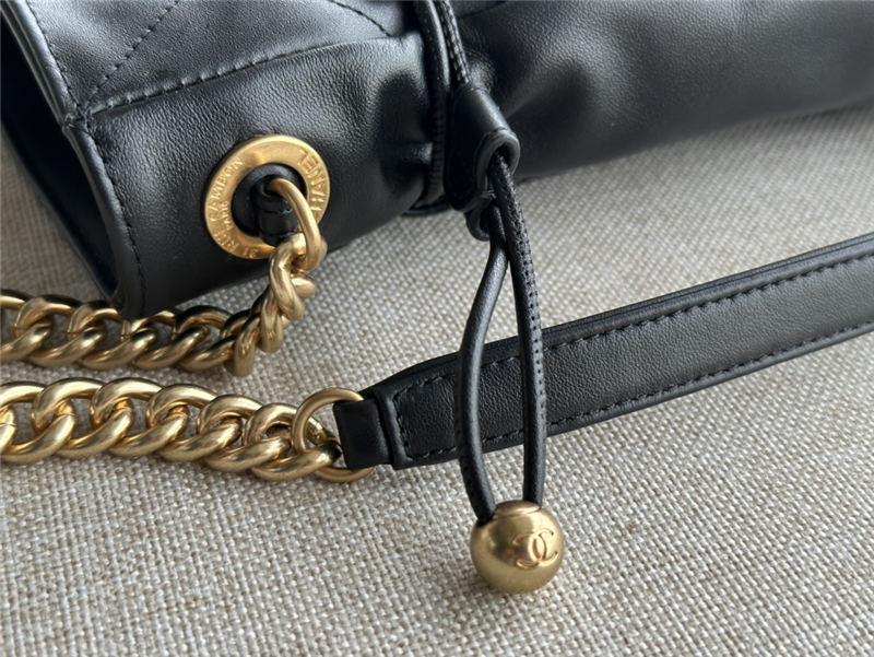 Chanel DRAWSTRING BAG Calfskin & Gold-Tone Metal AS2985 Black High