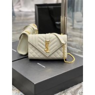 Envelope Small Quilted Textured-leather Shoulder Bag White-Gold High