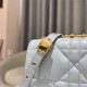 MEDIUM Dior CARO BAG Quilted Macrocannage Gold Metal Calfskin Blue High