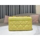 MEDIUM Dior CARO BAG Quilted Macrocannage Gold Metal Calfskin Yellow High