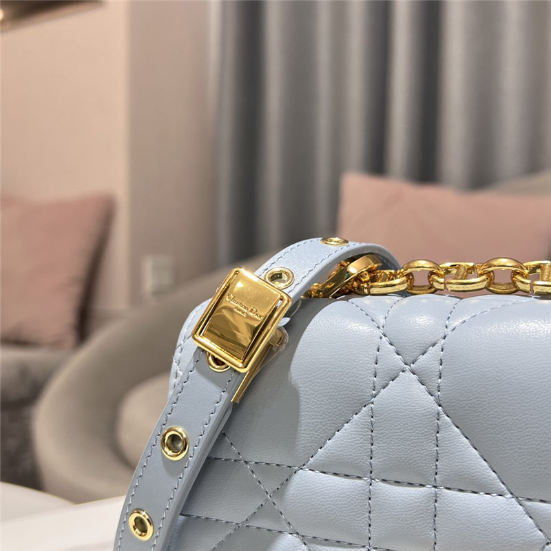 SMALL Dior CARO BAG Quilted Macrocannage Calfskin Blue High