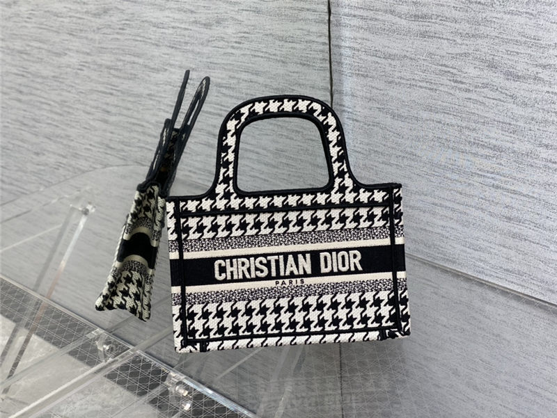 MINI Dior BOOK TOTE Macro Houndstooth Embroidery High