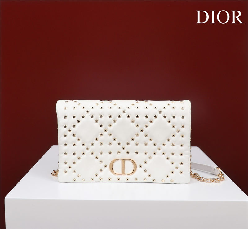 MEDIUM Dior CARO BAG Lucky Star Cannage Lambskin White High