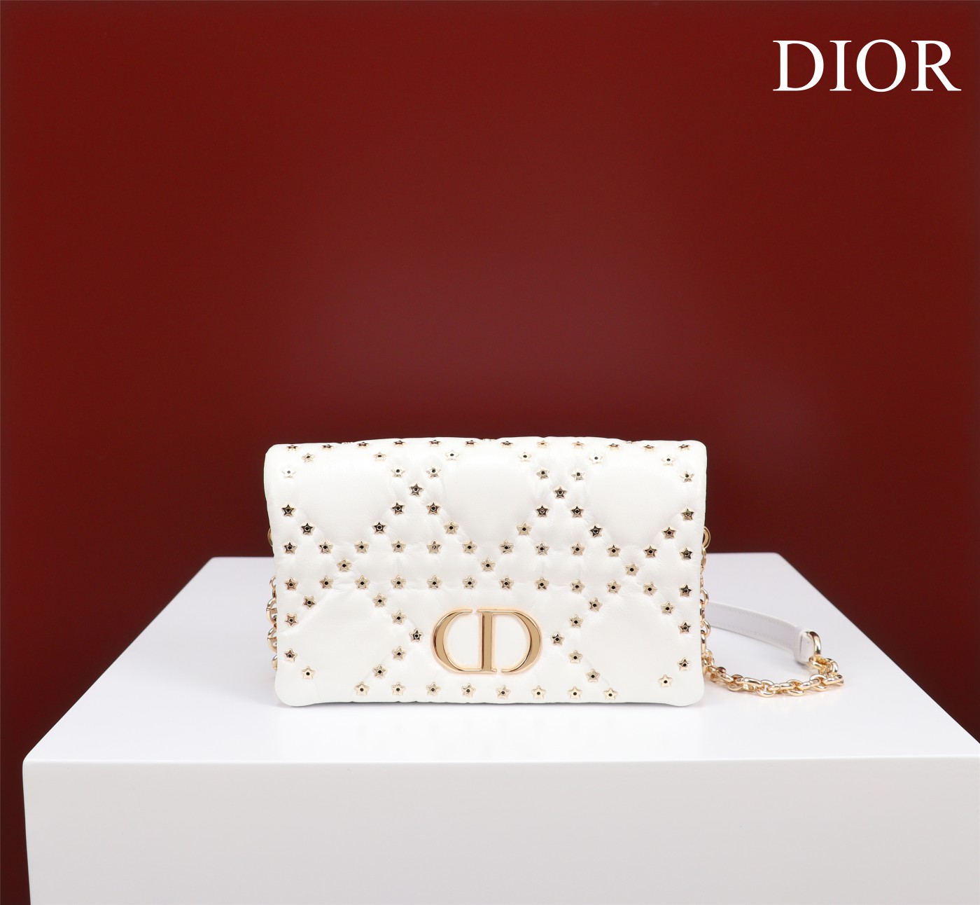 SMALL Dior CARO BAG Lucky Star Cannage Lambskin White High