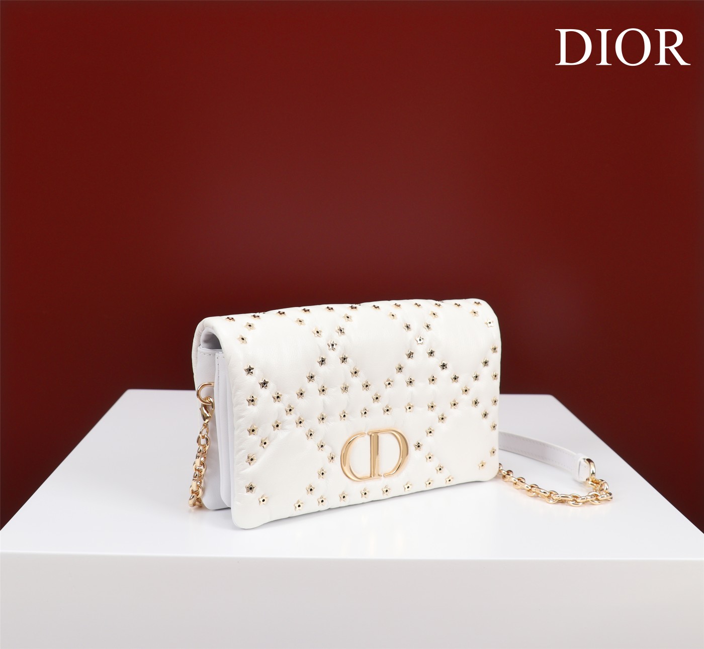 SMALL Dior CARO BAG Lucky Star Cannage Lambskin White High