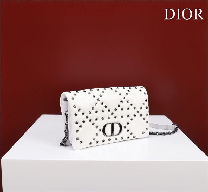 SMALL Dior CARO BAG Lucky Star Cannage Lambskin White High