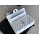 Small CLASSIC HANDBAG Grained Calfskin Silver Metal White A