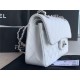 Small CLASSIC HANDBAG Grained Calfskin Silver Metal White A