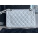 Small CLASSIC HANDBAG Grained Calfskin Silver Metal White A