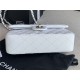 Small CLASSIC HANDBAG Grained Calfskin Silver Metal White A