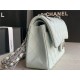 Small CLASSIC HANDBAG Grained Calfskin Silver Metal Grey Green A