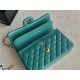 Small CLASSIC HANDBAG Grained Calfskin Gold Metal Green A