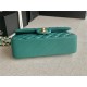 Small CLASSIC HANDBAG Grained Calfskin Gold Metal Green A