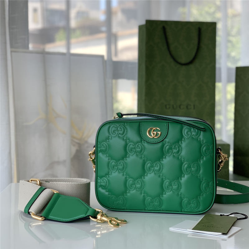 GG Matelassé leather small bag 702234 Green High