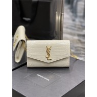 UPTOWN CHAIN WALLET IN CROCODILE-EMBOSSED SHINY LEATHER White High