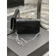 UPTOWN CHAIN WALLET IN CROCODILE-EMBOSSED SHINY LEATHER Black High