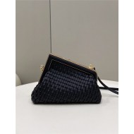 Fendi First Small Braided Leather Bag Black High