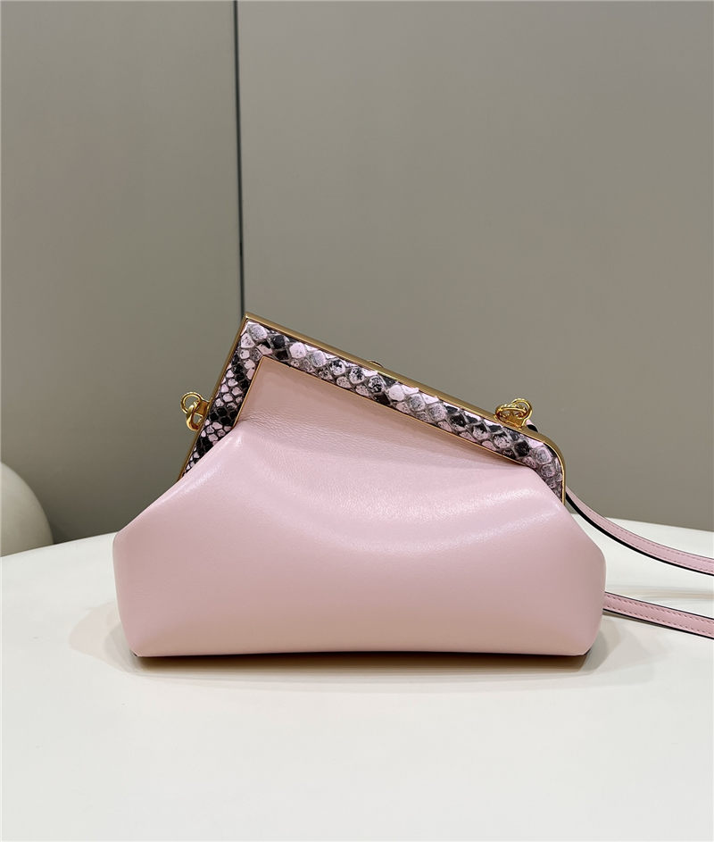 Fendi First Small Leather Bag with exotic details Pink High