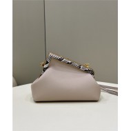 Fendi First Small Leather Bag with exotic details Milk-Tea High