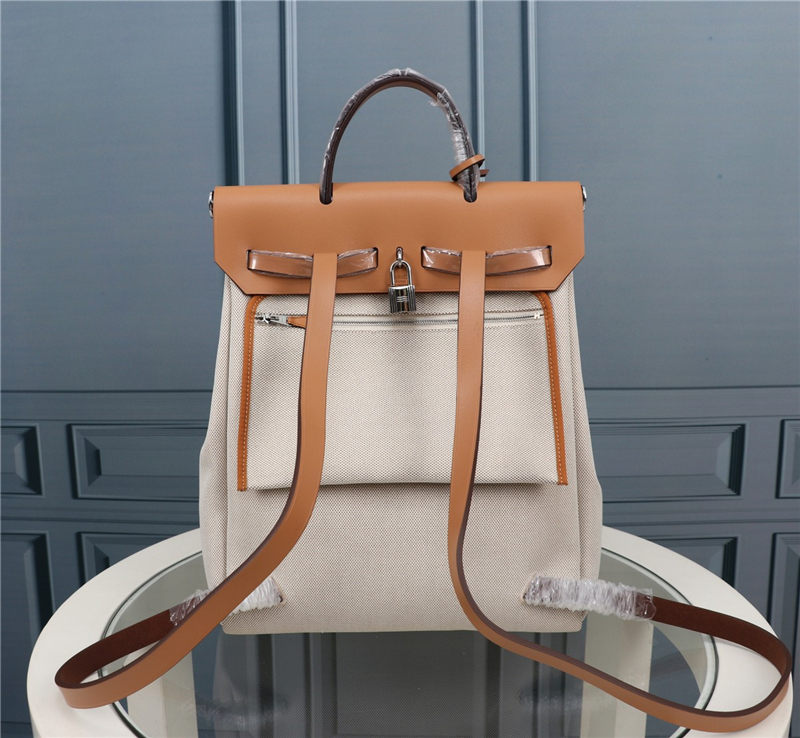 Hermes Herbag Backpack Canvas and Leather High