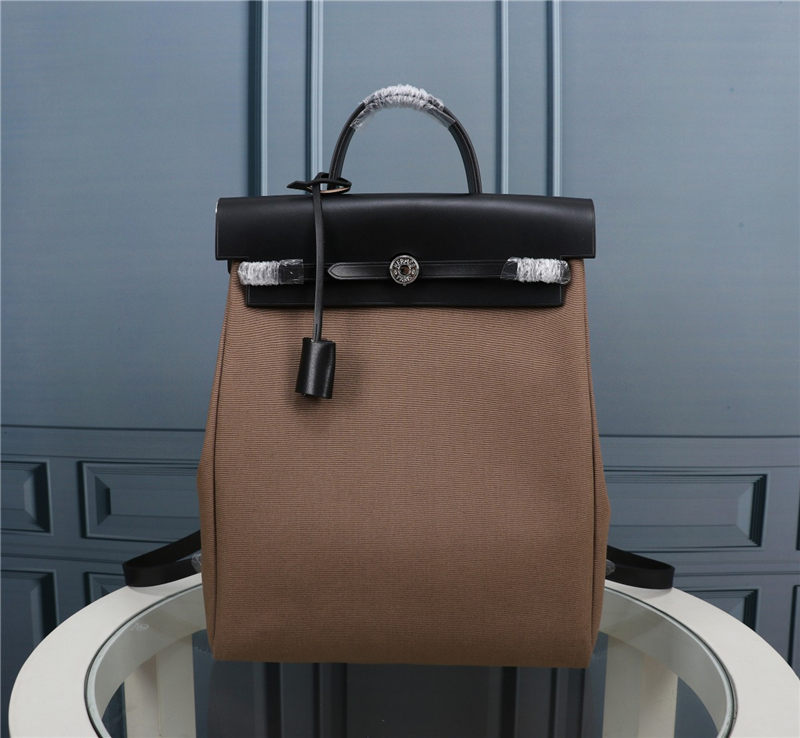 Hermes Herbag Backpack Canvas and Leather High