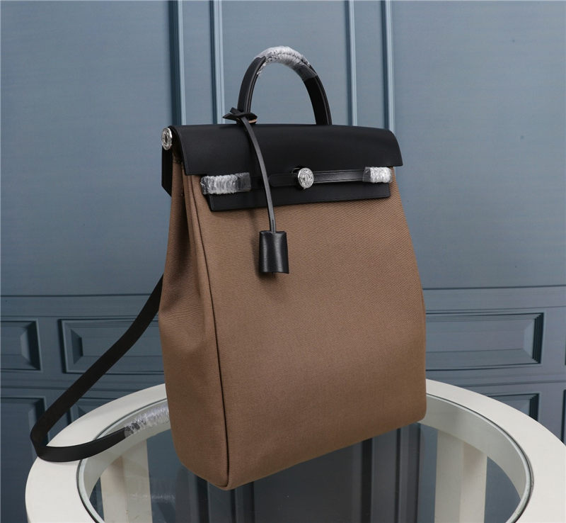 Hermes Herbag Backpack Canvas and Leather High