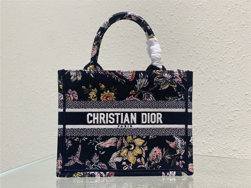 SMALL Dior BOOK TOTE Dior Jardin Botanique Embroidery Black High