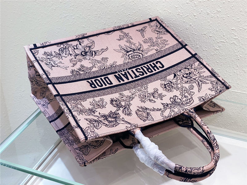 LARGE Dior BOOK TOTE Dior Jardin Botanique Embroidery Powder Pink High