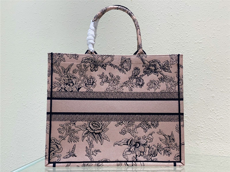 LARGE Dior BOOK TOTE Dior Jardin Botanique Embroidery Powder Pink High