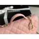 Chanel FLAP BAG WITH TOP HANDLE Grained Calfskin & Gold-Tone Metal AS3653 Pink A