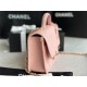 Chanel FLAP BAG WITH TOP HANDLE Grained Calfskin & Gold-Tone Metal AS3653 Pink A