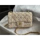 Chanel Mini Classic Flap Bag Tweed Beige High