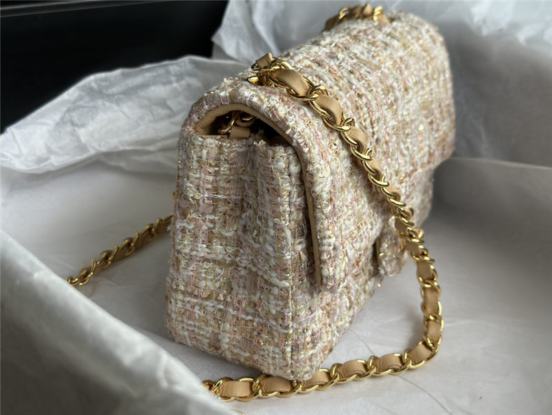 Chanel Mini Classic Flap Bag Tweed Beige High