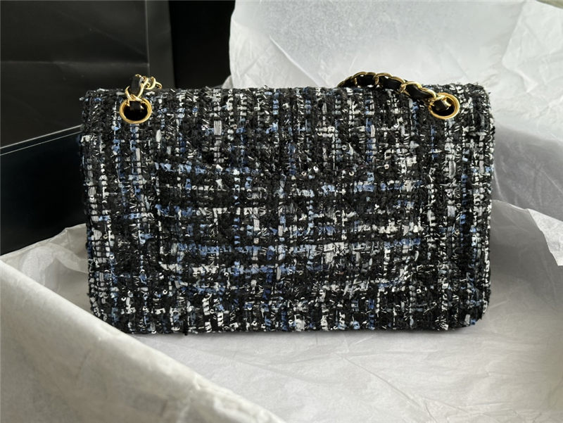 Chanel Medium Classic Flap Bag Tweed Black/Blue High