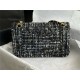 Chanel Medium Classic Flap Bag Tweed Black/Blue High