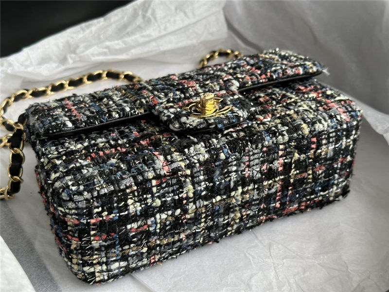 Chanel Mini Classic Flap Bag Tweed Black/Pink High