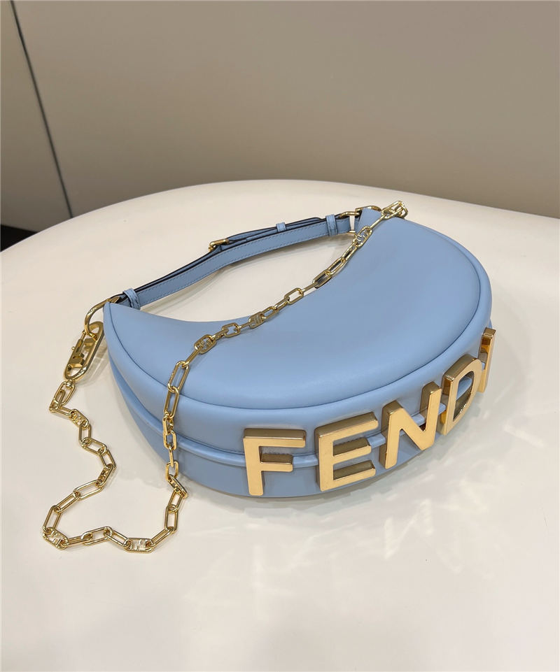 Fendigraphy Small Leather Bag Blue High