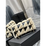 JAMIE MEDIUM CHAIN BAG "CARRÉ RIVE GAUCHE" IN SUEDE AND SHEARLING PATCHWORK High