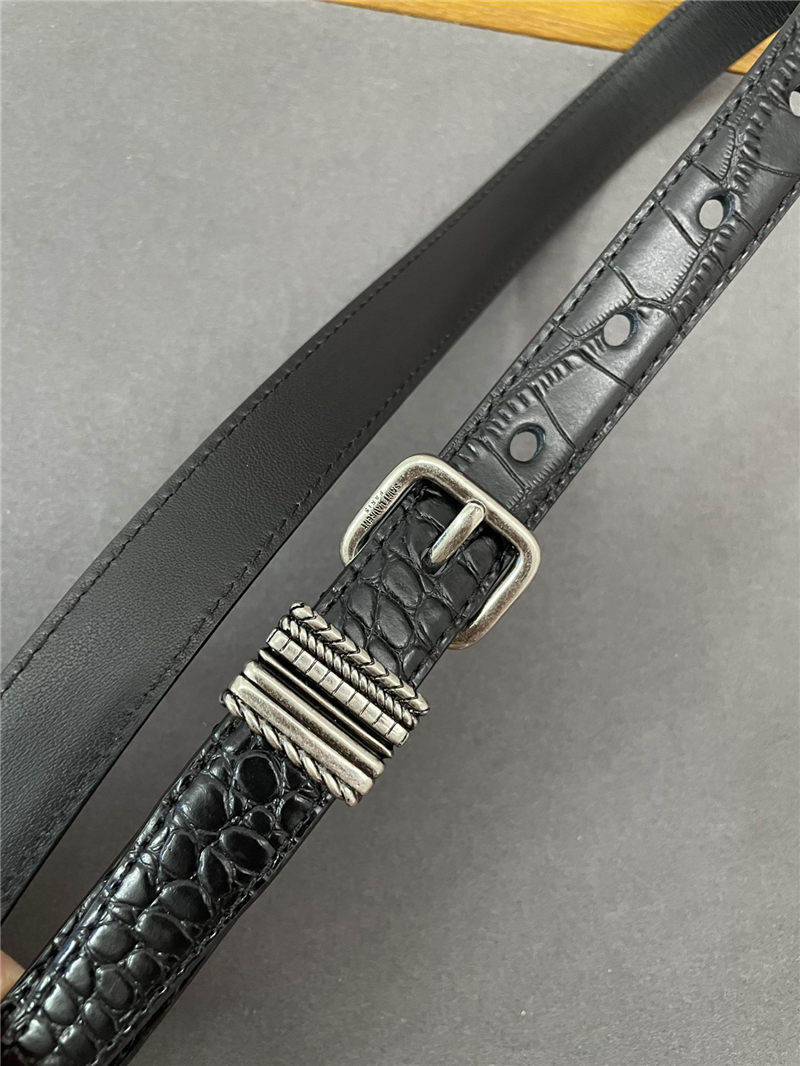 YSL HUBLOT LOOP BELT IN CROCODILE-EMBOSSED LEATHER 20MM Silver High