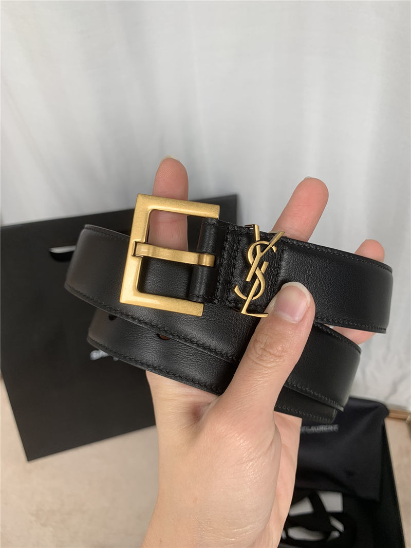 YSL CASSANDRE BELT WITH SQUARE BUCKLE IN SMOOTH LEATHER 20/30MM Gold High