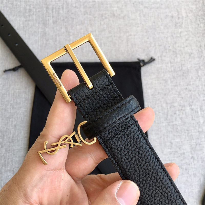 YSL BELT IN GRAINED LEATHER 30MM 1-1229 Gold High