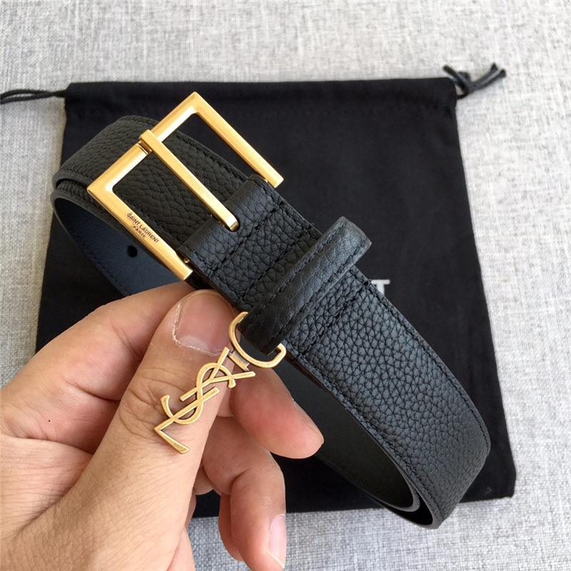 YSL BELT IN GRAINED LEATHER 30MM 1-1229 Gold High