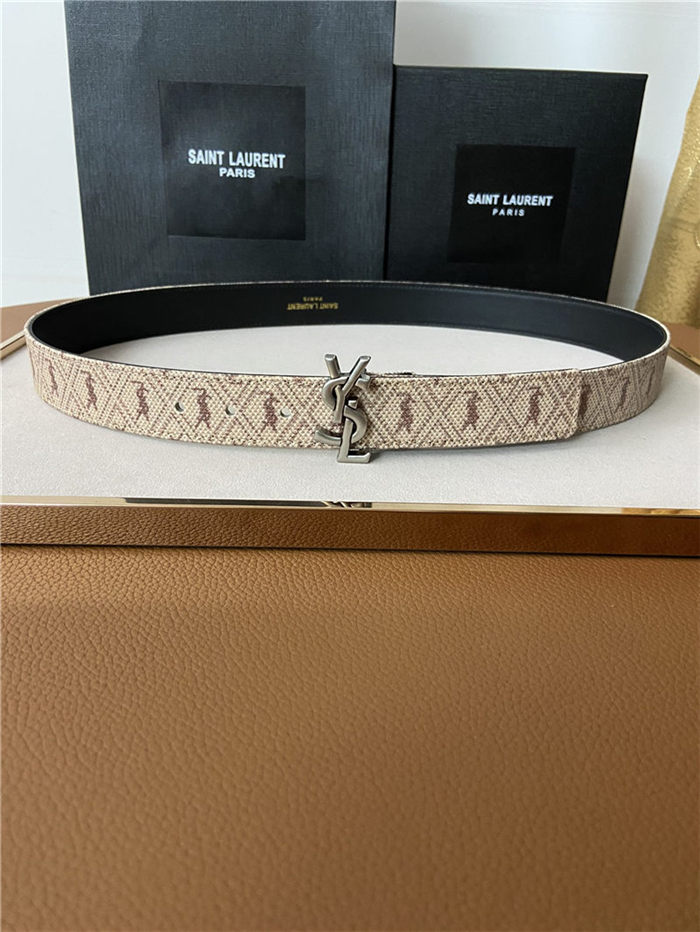 YSL BELT MONOGARM ALL OVER 30MM Silver High